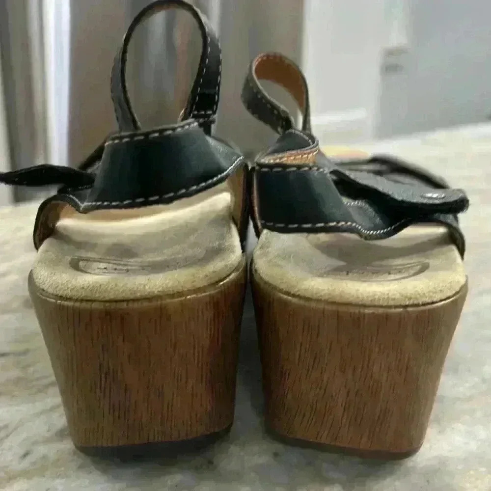 Dansko Sandals Sara Womens EU 40 Black Leather Hook and Loop Straps Open Toe - Picture 5 of 15